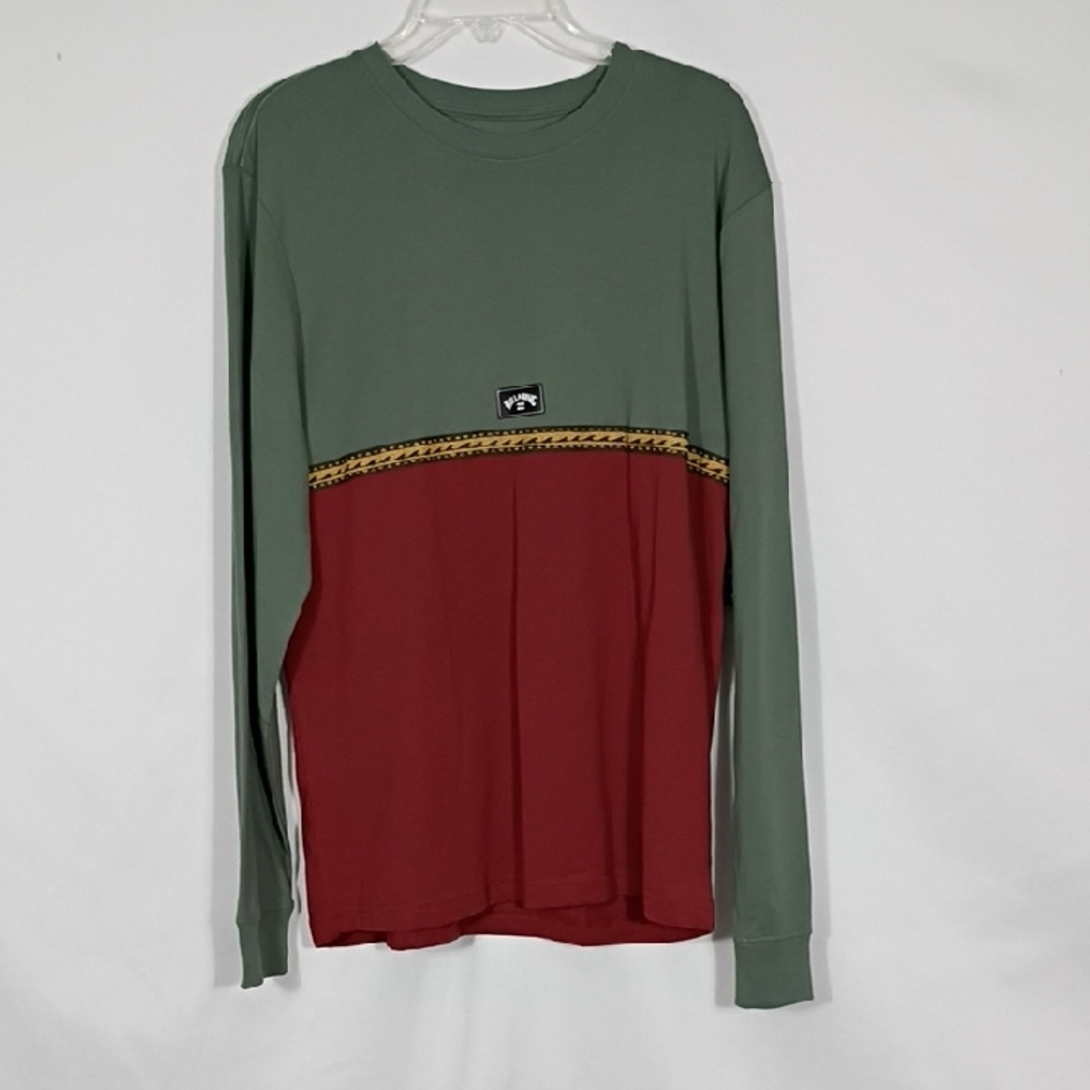 NWT Billabong Teal and Maroon Long Sleeve Bash Crew Mens Size Medium